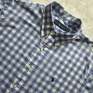Polo Ralph Lauren Blue‎ White Oxford Long Sleeve Mens Sz XL Classic Preppy